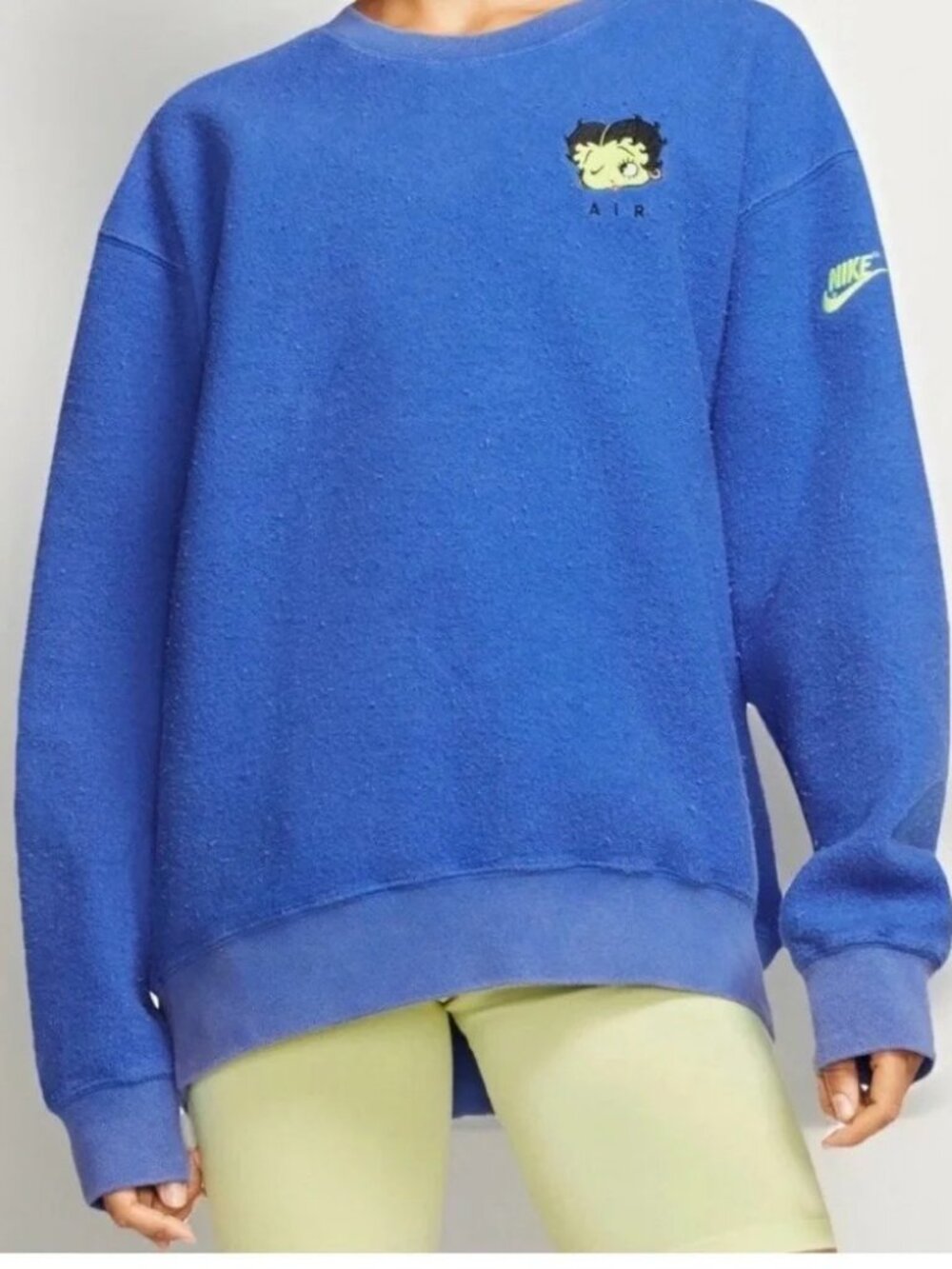 Nike Air Betty Boop Olivia Kim Sweatshirt Blue Fleece Inside Out Size small